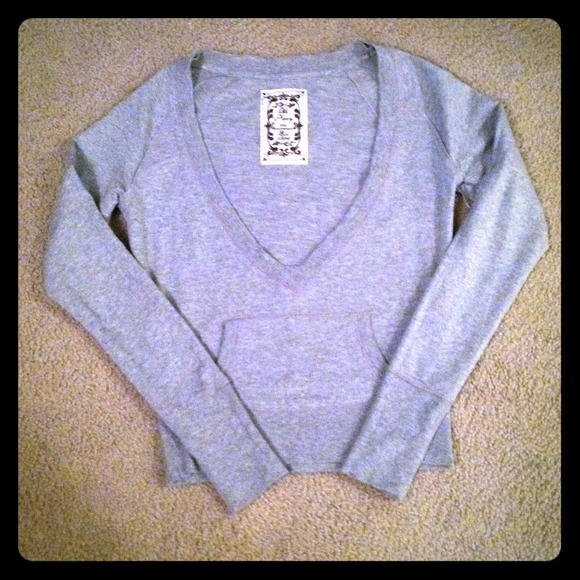 Gray deep 'V' sweater