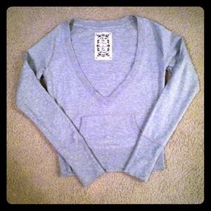 Gray deep 'V' sweater