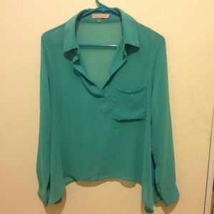 ❌❌ SOLDDD Teal color sheer top