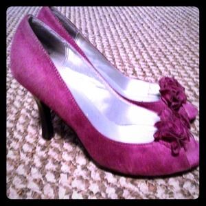 REDUCED plum colored suede peeptoes!