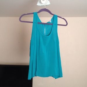 Teal racer back tank w zip back