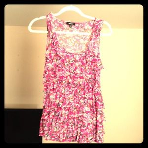 Floral ruffle tier tank