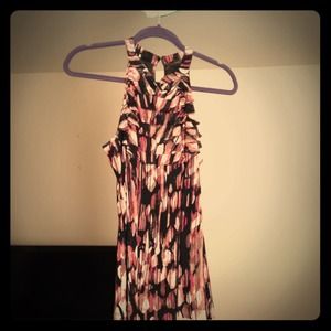 Black/pink/white chiffon tank