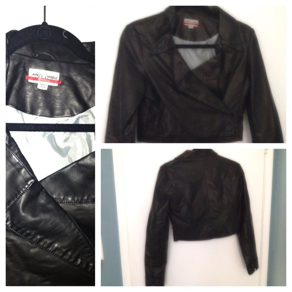 Cropped leather jacket.