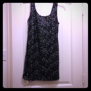 Silver and black sequin dress