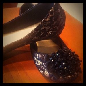 RESERVED Black lace flats!