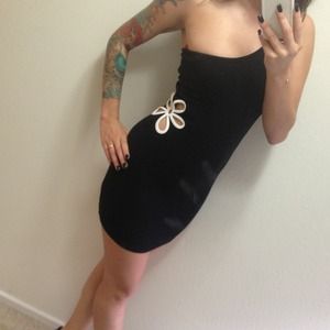 SOLD!!Black skin right dress with flower cutout