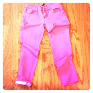 Faded pinkish red BDG skinny denim