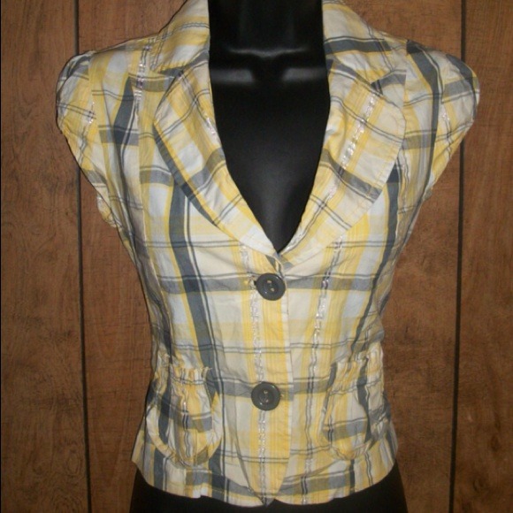 Silver & Canary Blazer Top - Picture 1 of 2