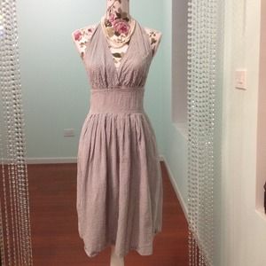 Backless halter linen dress!