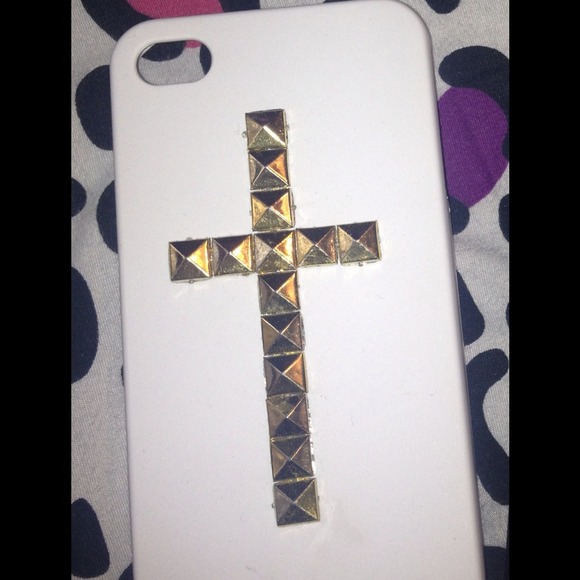 White iPhone Studded Cross Case iPhone Case
