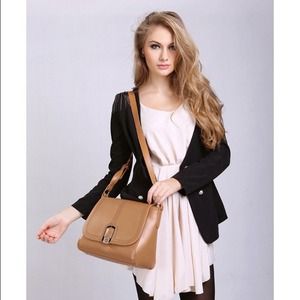 Leather Messenger F Bag & Floral earrings