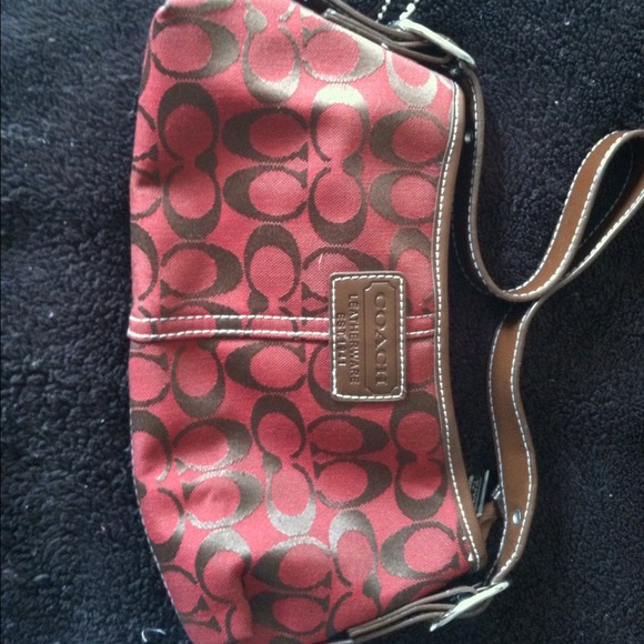 Red and brown "Coach" shoulder bag