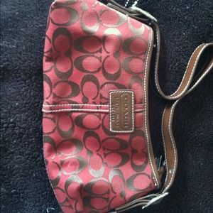 Red and brown "Coach" shoulder bag