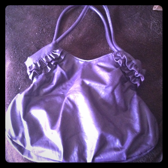 Dark purple ruffled purse