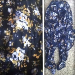 Navy blue floral scarf