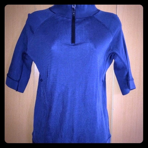 Authentic PRADA Blue Zipper Turtleneck ITALY