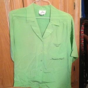 Green silk top