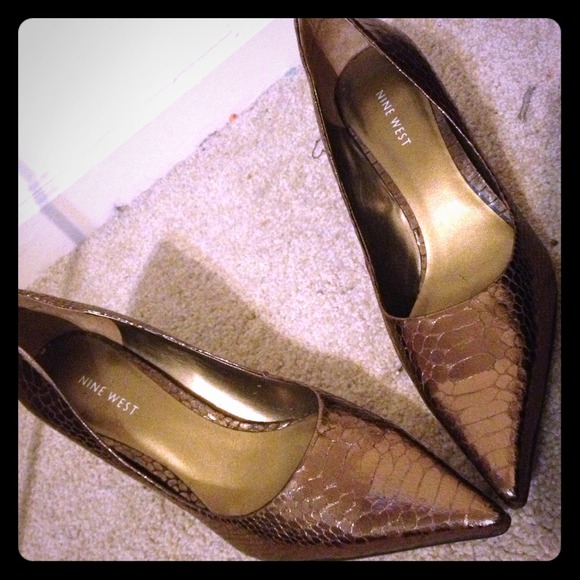 Gold heels.