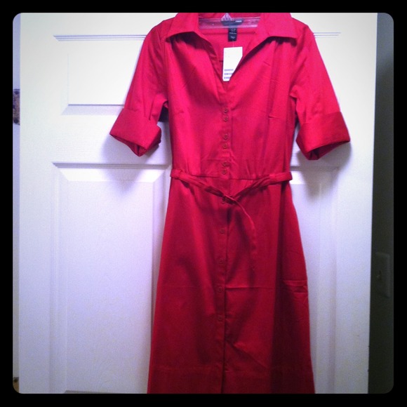 Button down, belted, pocketed dress. Never worn. - Picture 1 of 1