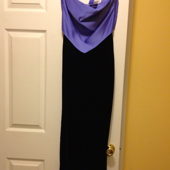 Purple and black evening gown