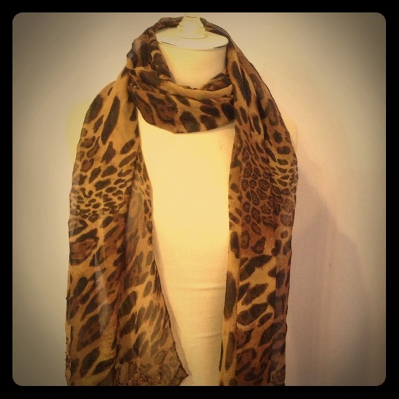 Sheer leopard scarf.