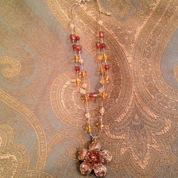 Citrine and amber vintage necklace - Picture 2 of 2