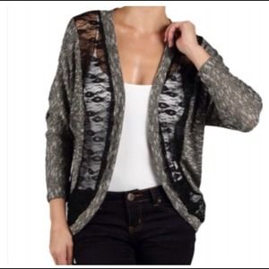 Lace black gray cardigan cute! New!