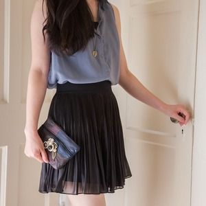 Free People - black pleated mini skirt