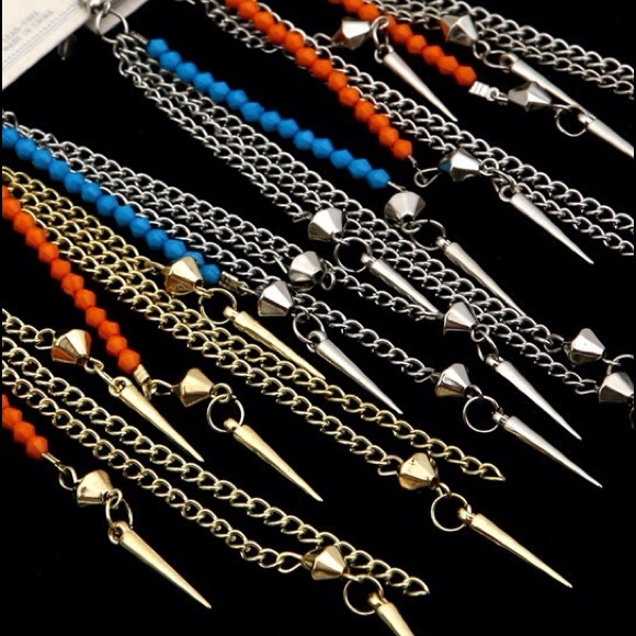 Spike and bead earrings- more color options! - Picture 2 of 2