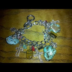 Jewelry - Stone and cross silver bracelet Jewelry - Stone and cross silver bracelet