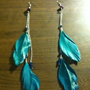 Turquoise feather earrings