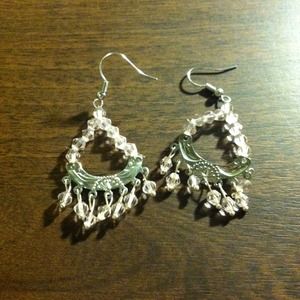 Silver with pink beads earrings