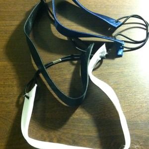 Black, white, and blue half-headbands (3)