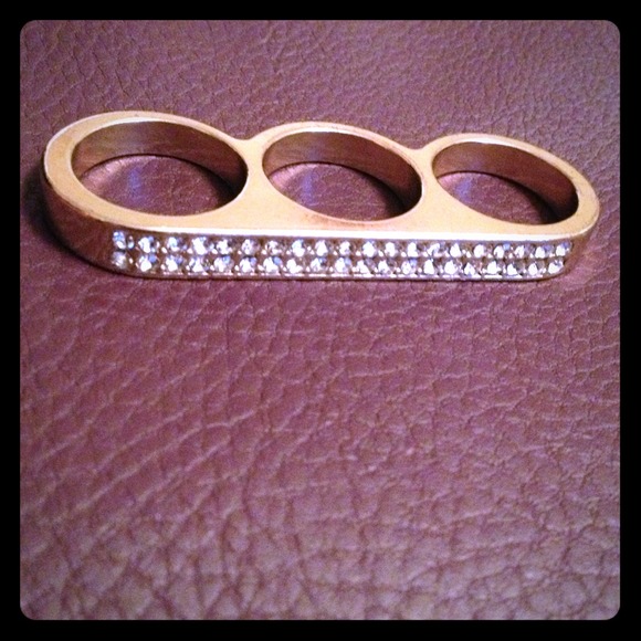Diamond Cut Brass knuckle triple ring - Picture 1 of 4