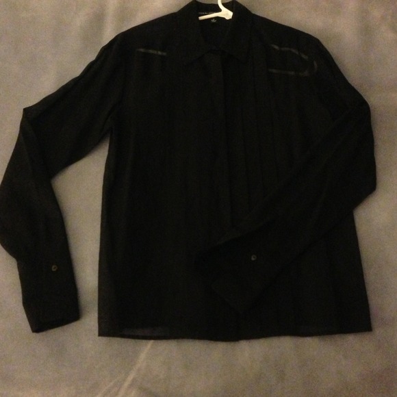BNWOT Ellen Tracy black cotton fancy shirt