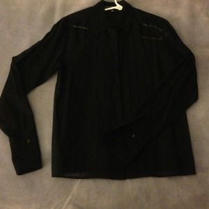 BNWOT Ellen Tracy black cotton fancy shirt