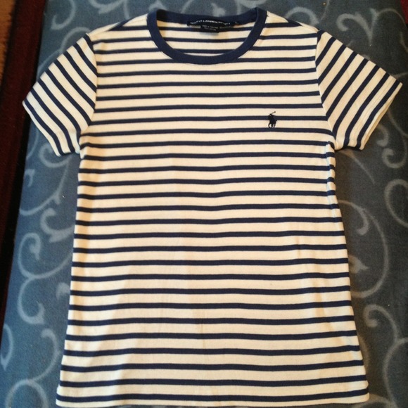 Ralph Lauren blue stripped short sleeve top