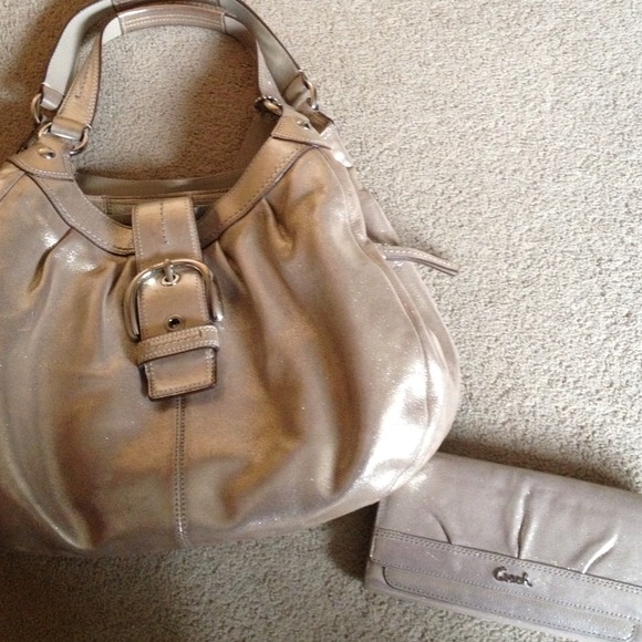 Reserved Authentic Coach metallic bag w/ wallet