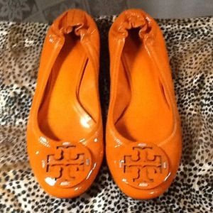 Reserved♨ Orange Patent Tory Burch Ballerinas 5.5M