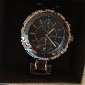 ❗❗ SOLD ❗❗Authentic expresso with gold MK watch.