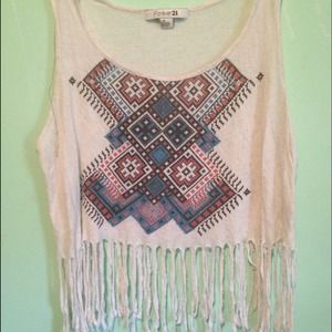Beautiful Fringed Tribal Print Top