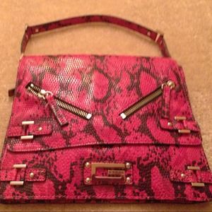 Guess pink python shoulder bag
