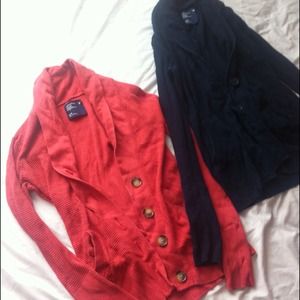 Coral/Navy American Eagle Cardigan