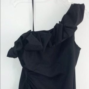 💰 Black Ruffle Shoulder Cocktail Dress 💰