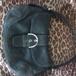 Black real leather coach bag