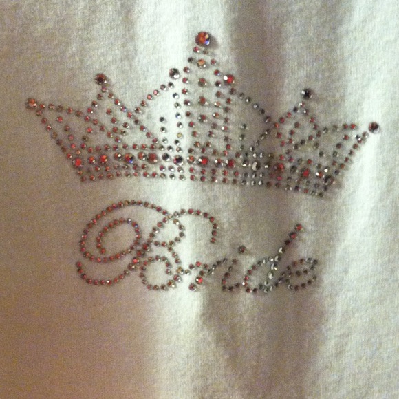 White bride zip up hoodie with rhinestones