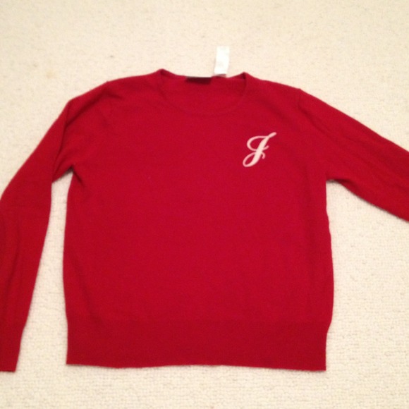 Red sweater with the letter "J"