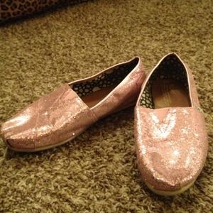 Pink glitter toms, never worn!