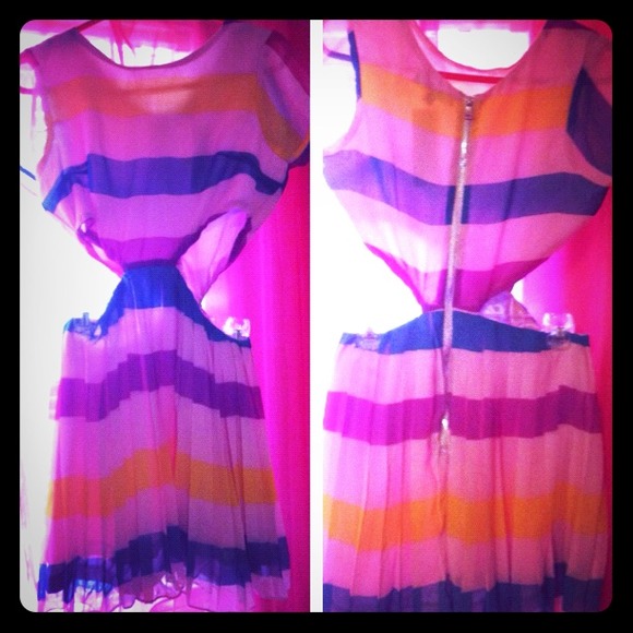 Candy stripe cutout dress uk 12 , us 8